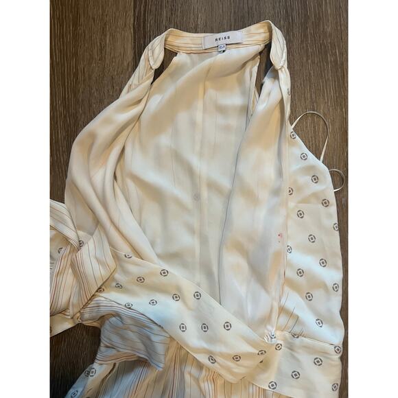 Reiss Beth Print Halter Wrap Mini Dress Ivory Size 2 - Picture 11 of 11